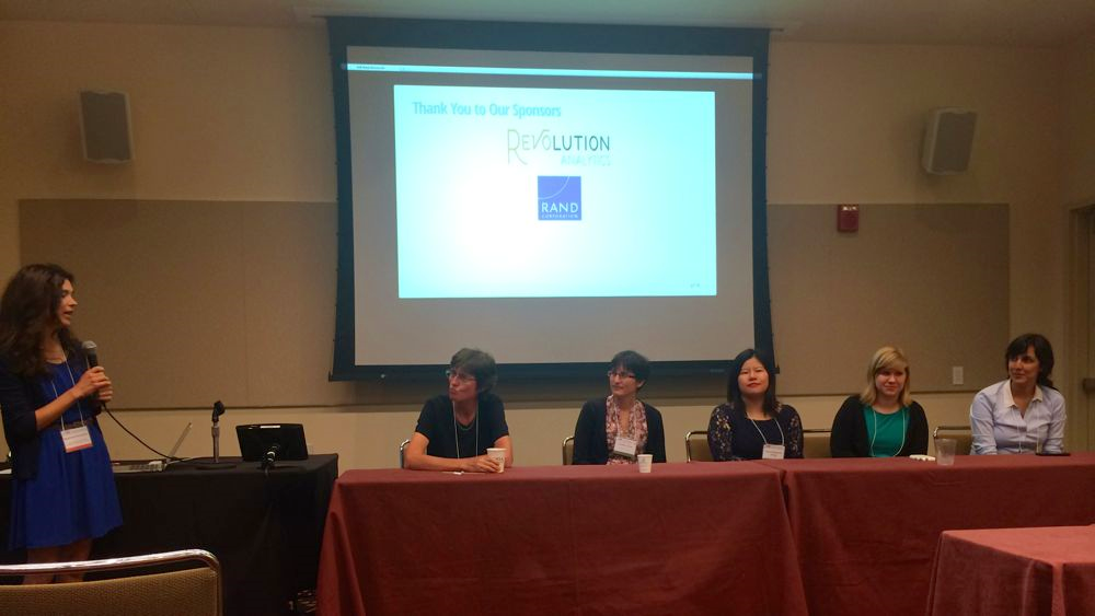 Chair and panelists at the heR panel at useR! 2014