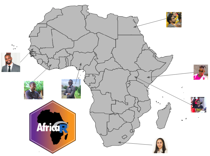 Map of Africa, showing home countries of AfricaR leadership